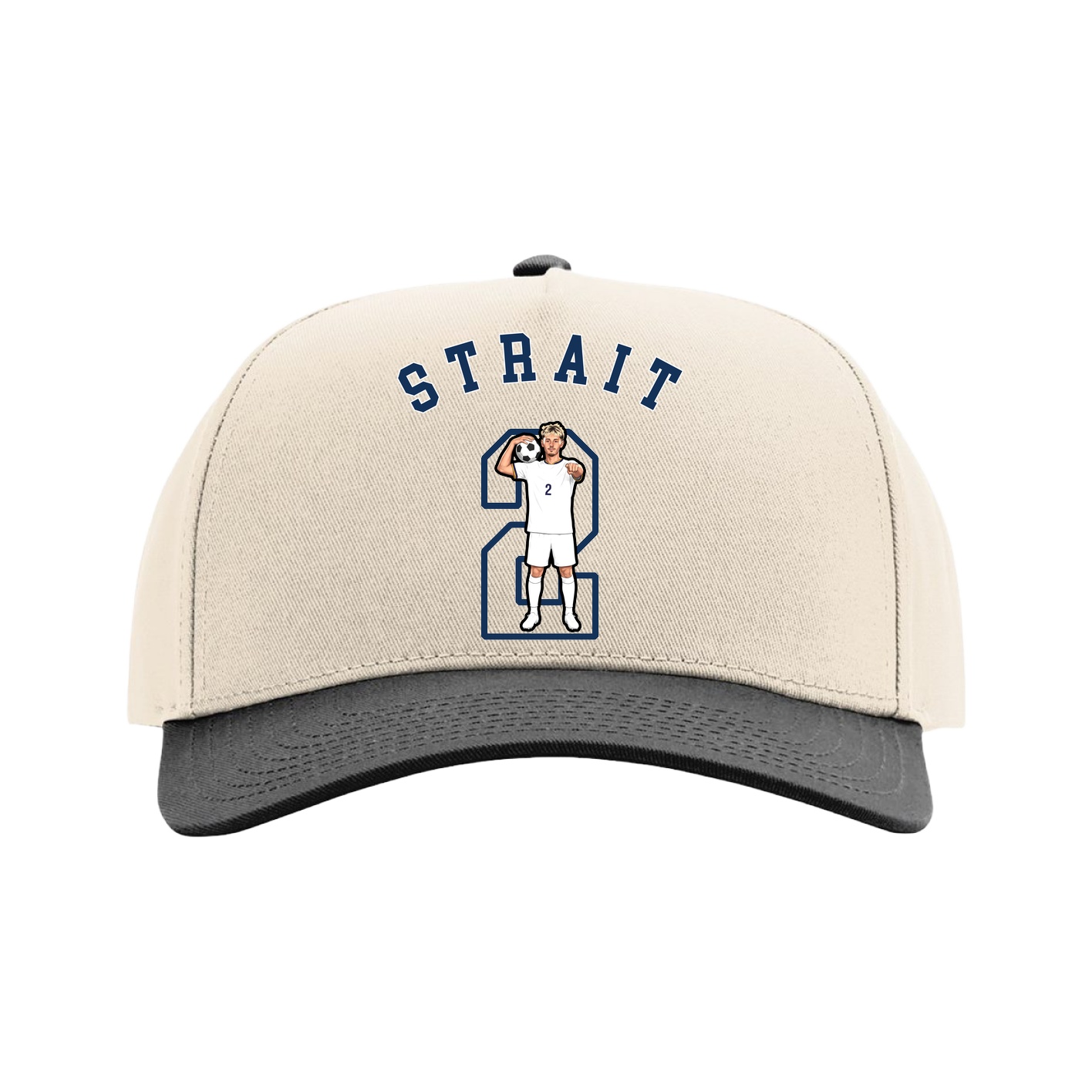 Full Fabric Five-Panel Champ Cap — Shirsey Arch in Cream/Black