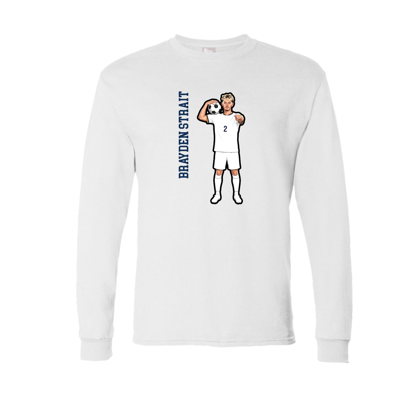 Long Sleeve Tee — Name Vertical in White