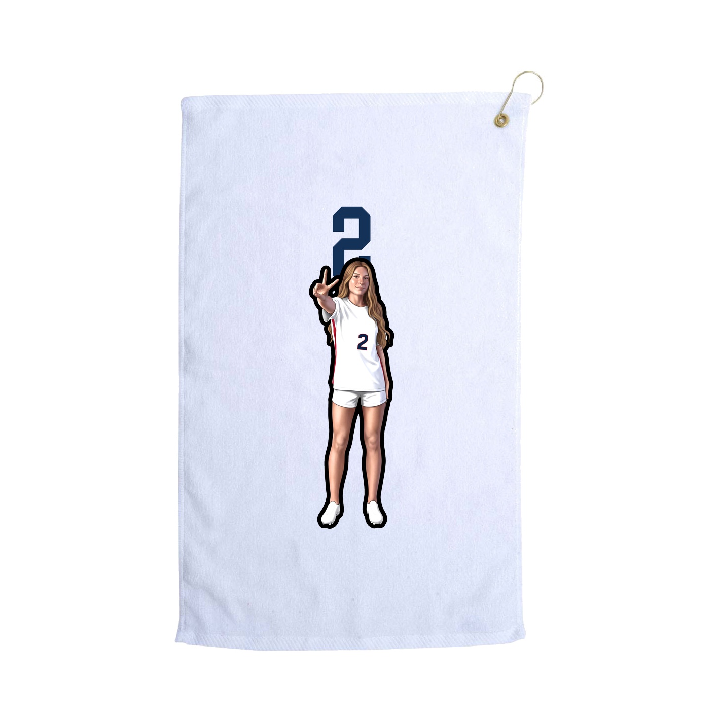 Golf Towel — Number Top in White