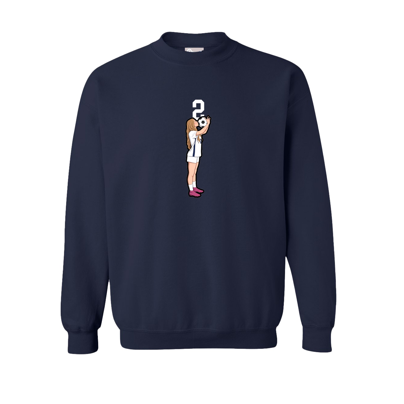 Fleece Crew — Number Top in Navy