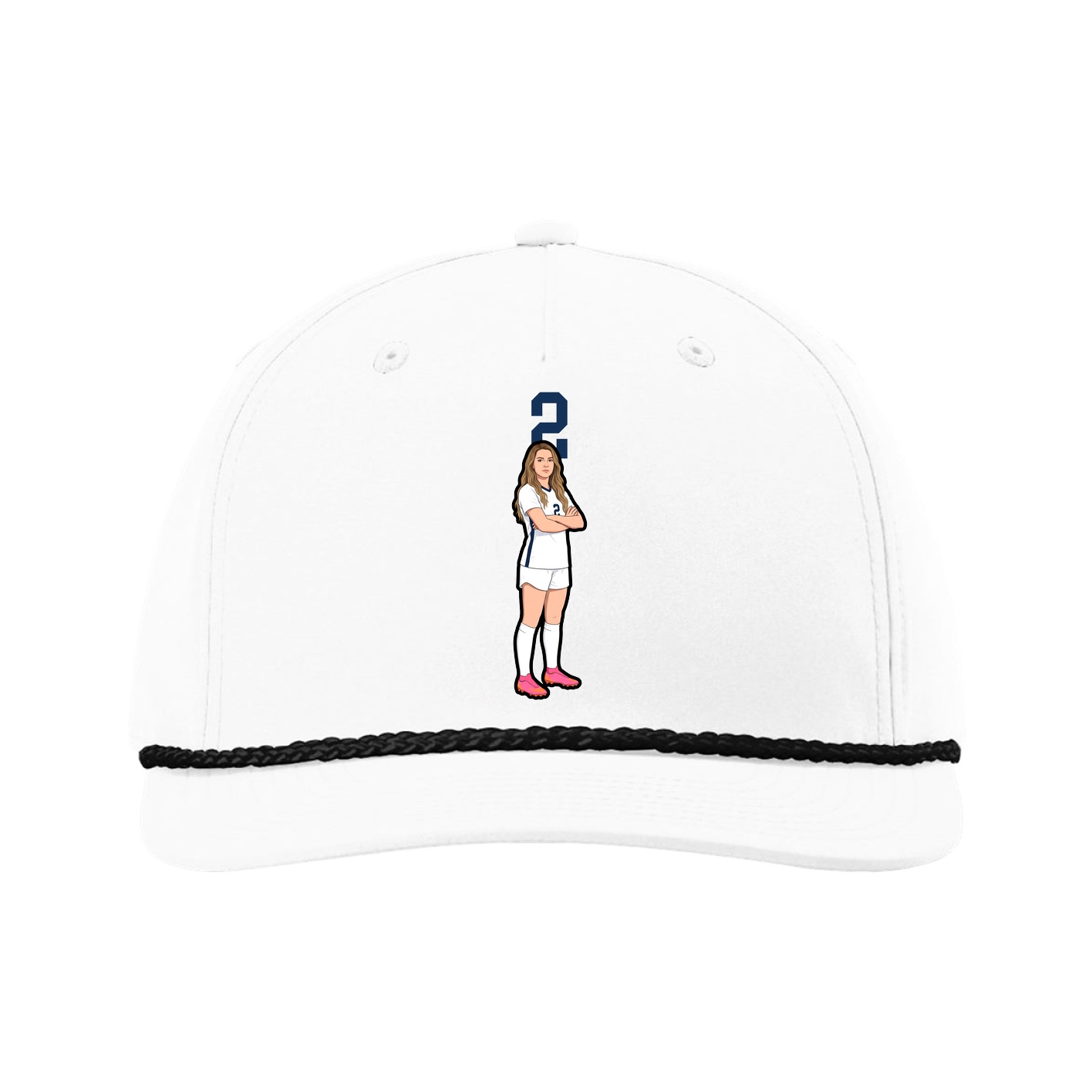 Five-Panel Classic Rope Cap — Number Top in White