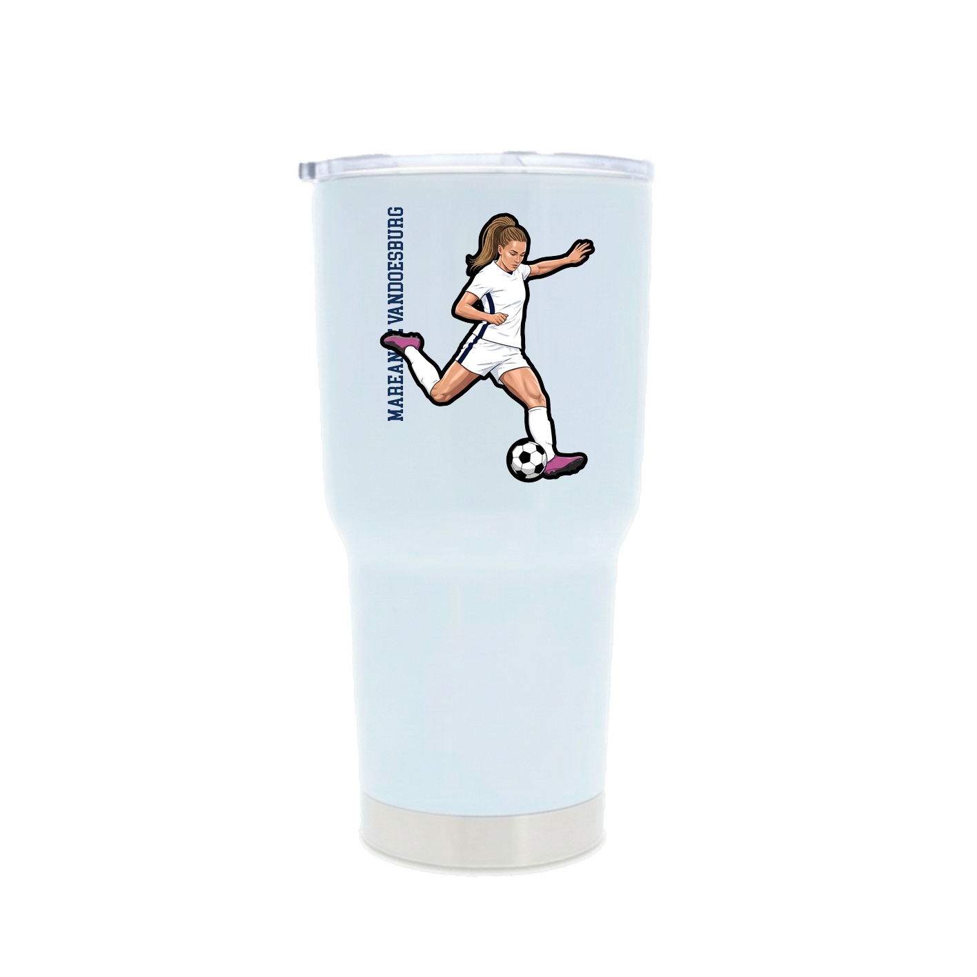 30oz Stainless Steel Tumbler — Name Vertical in White