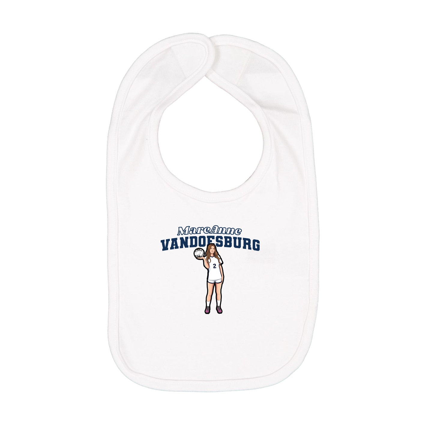 Infant Bib — Name Arch in White
