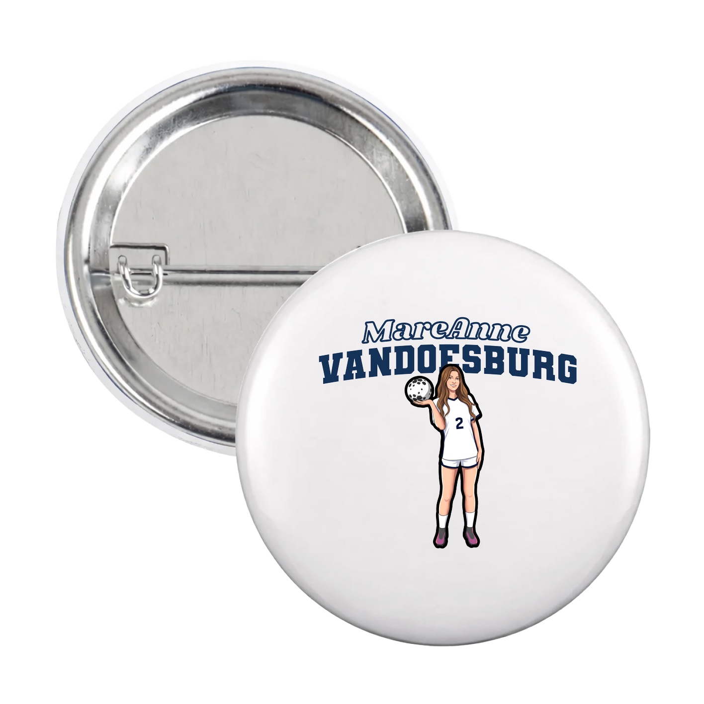 Game Day Button — Name Arch in White