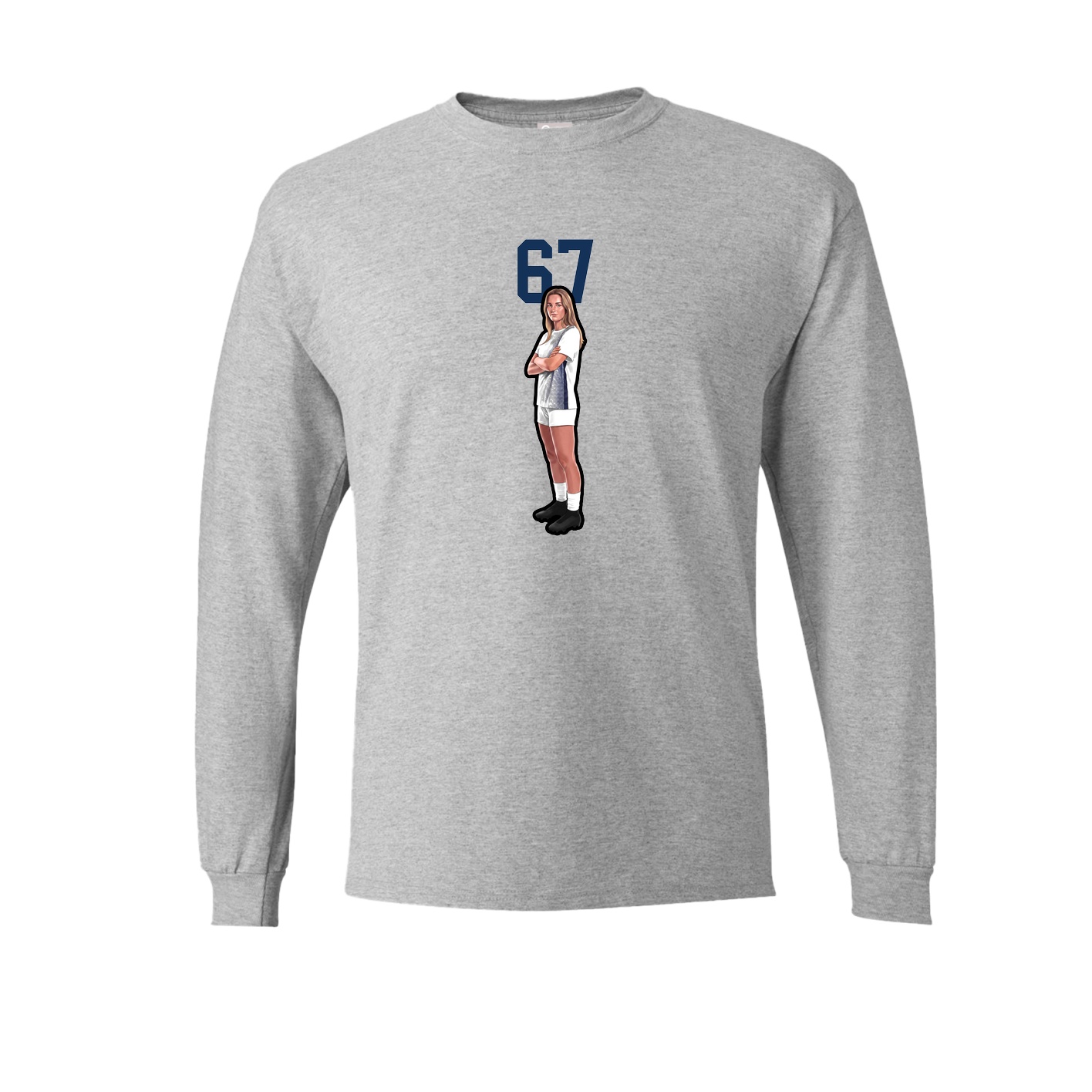 Long Sleeve Tee — Number Top in Grey