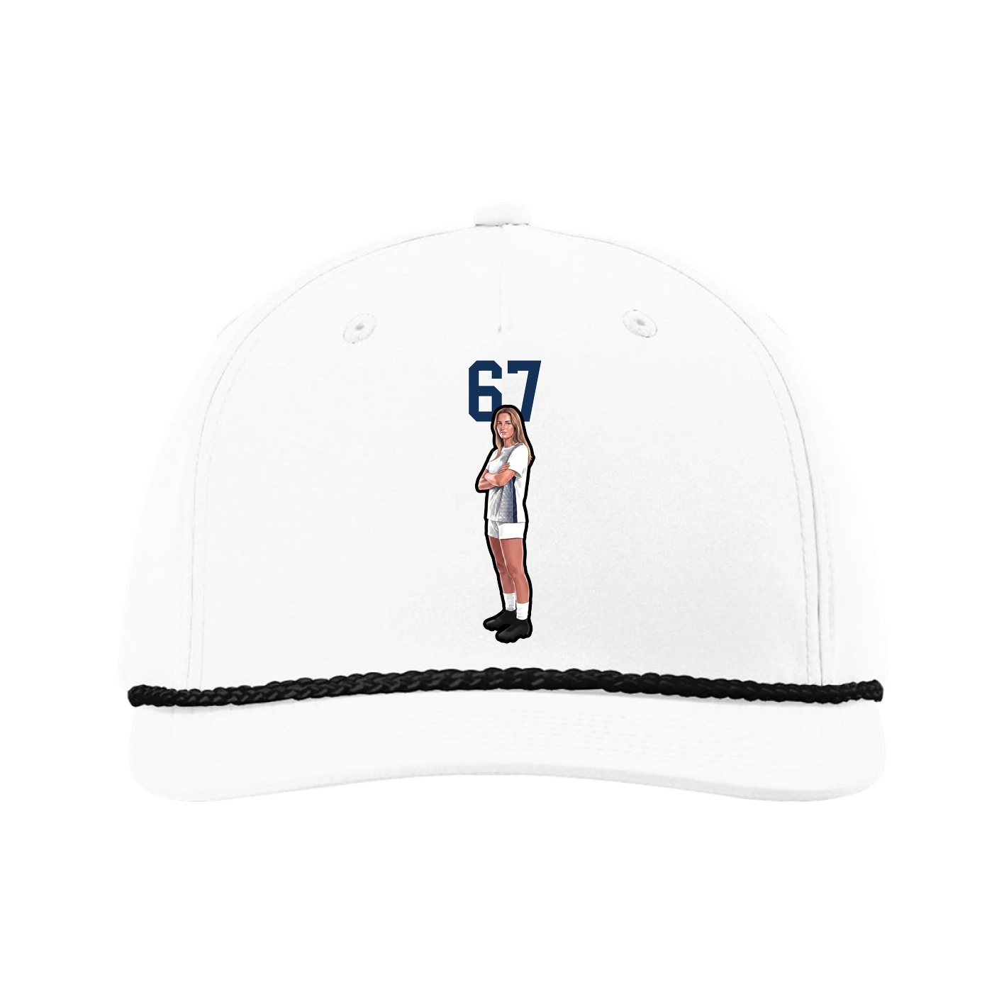 Five-Panel Classic Rope Cap — Number Top in White