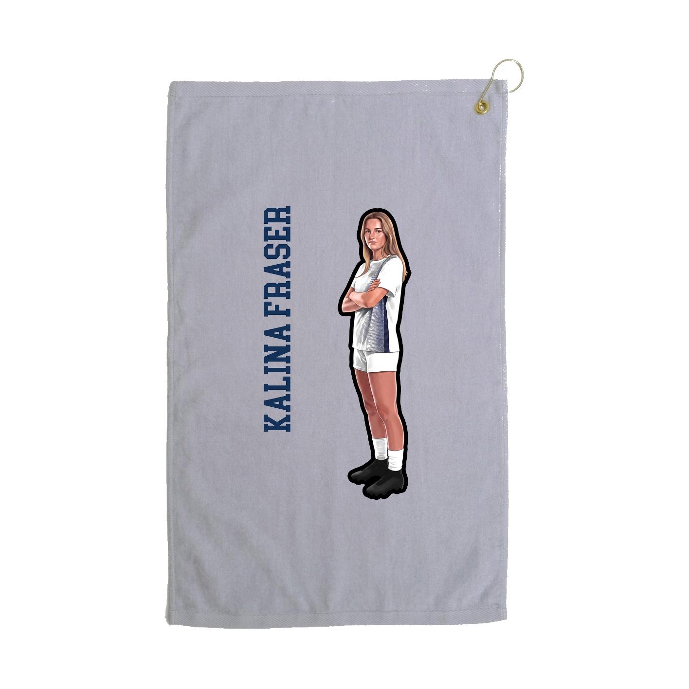 Golf Towel — Name Vertical in Grey