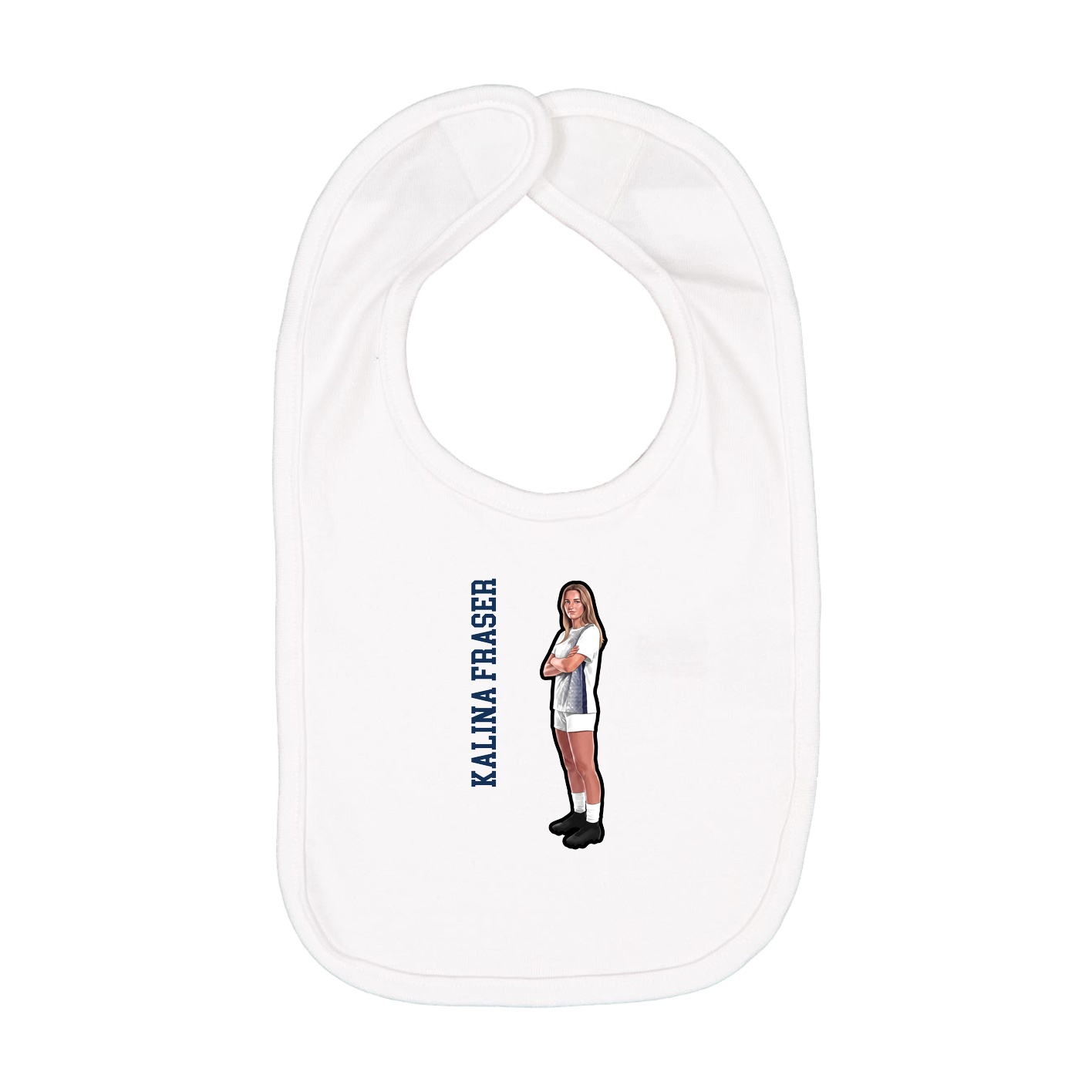 Infant Bib — Name Vertical in White