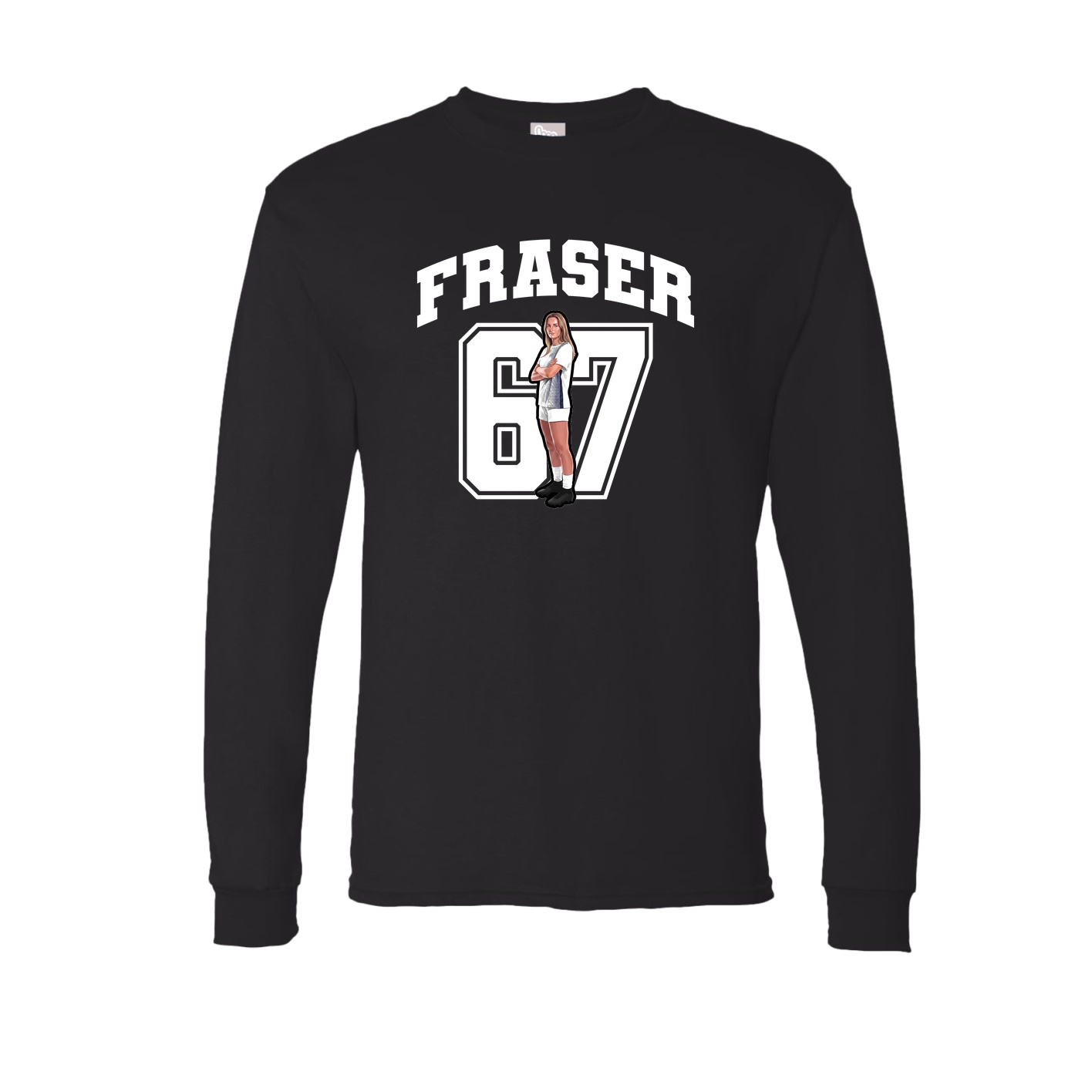 Long Sleeve Tee — Number in Black