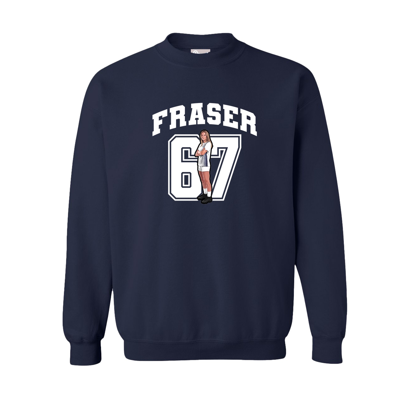 Fleece Crew — Number in Navy
