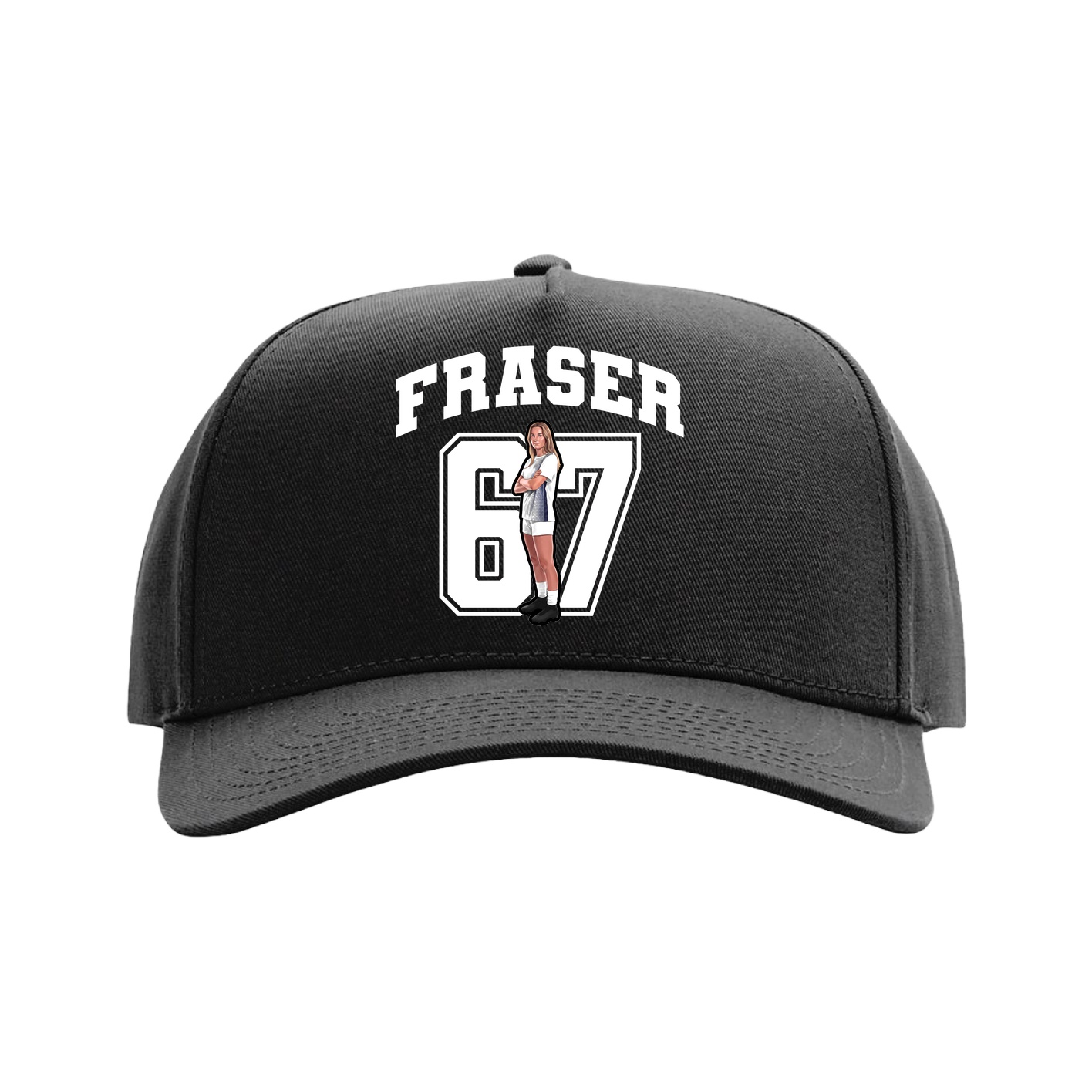 Full Fabric Five-Panel Champ Cap — Number in Black