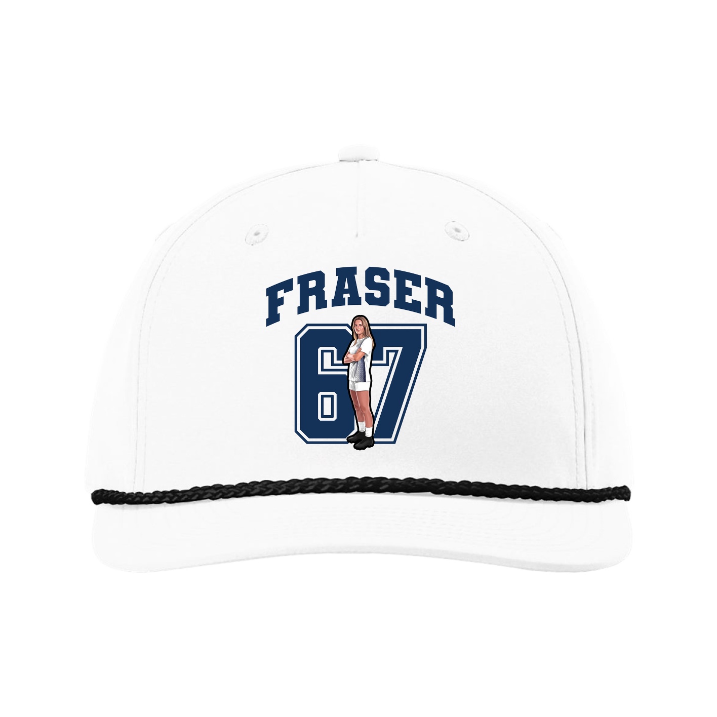 Five-Panel Classic Rope Cap — Number in White