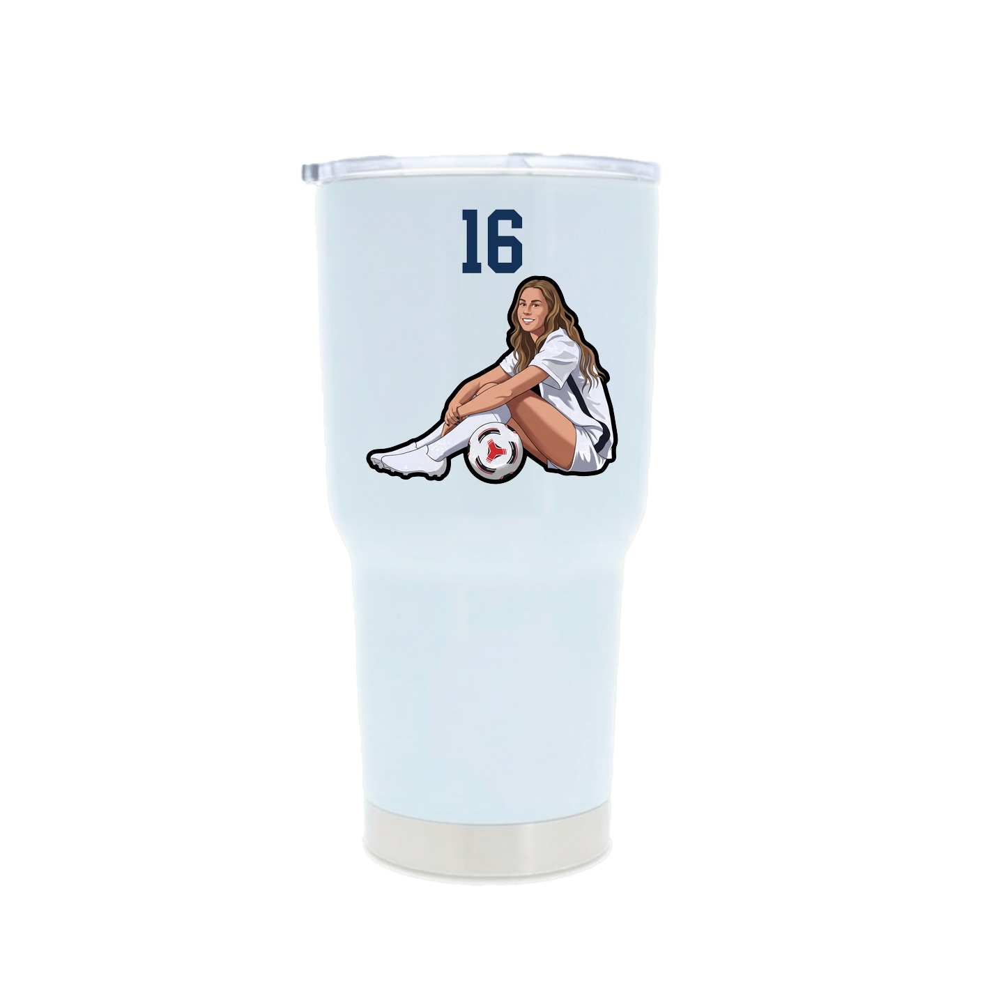 30oz Stainless Steel Tumbler — Number Top in White
