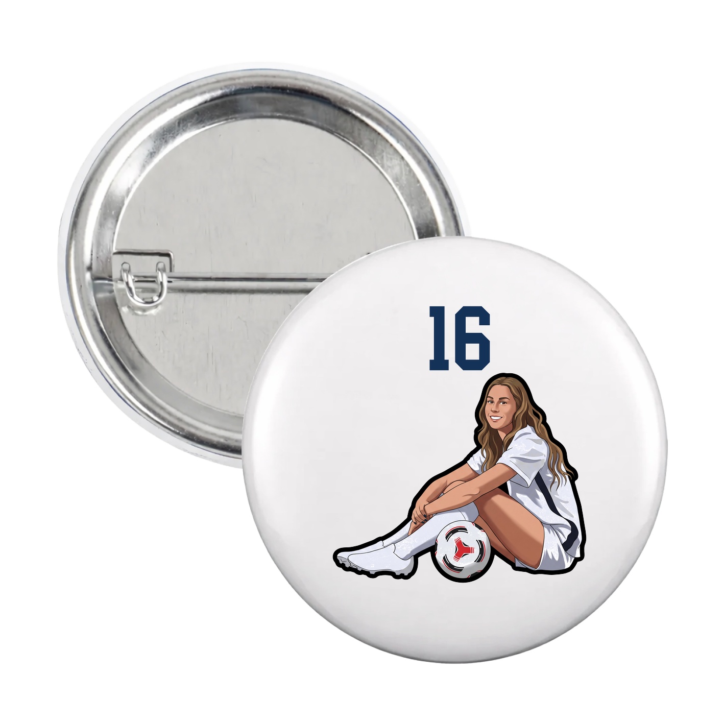 Game Day Button — Number Top in White