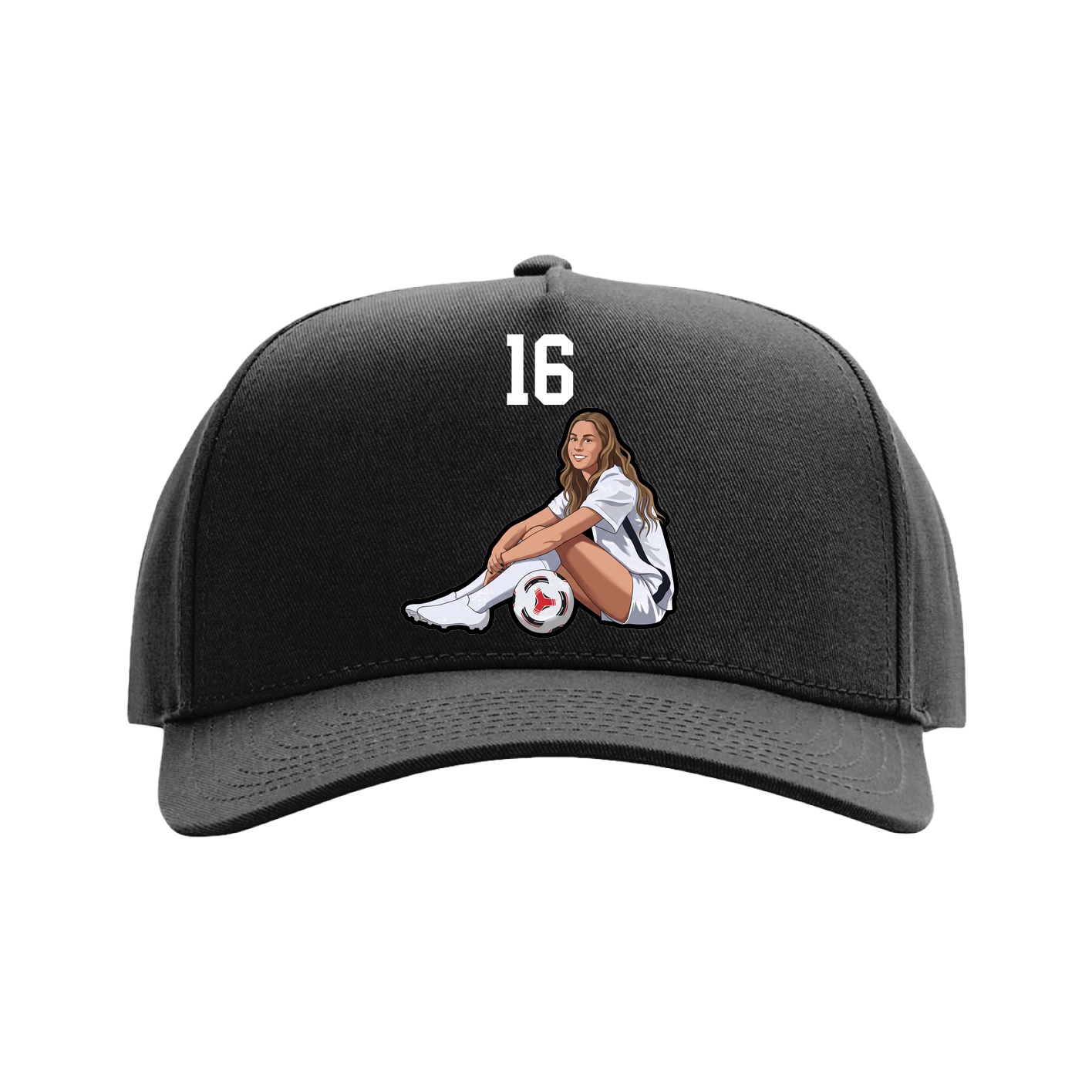 Full Fabric Five-Panel Champ Cap — Number Top in Black