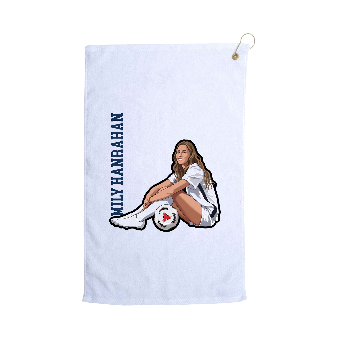 Golf Towel — Name Vertical in White