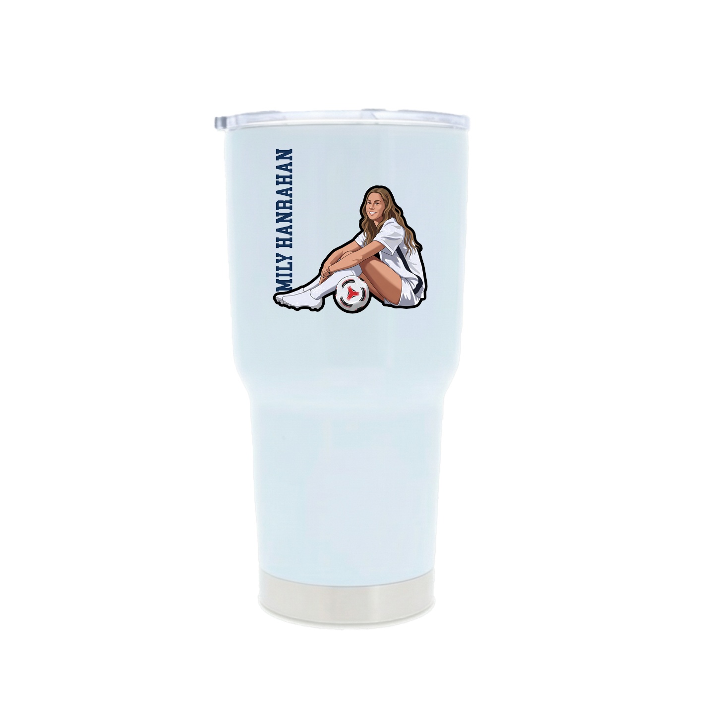 30oz Stainless Steel Tumbler — Name Vertical in White