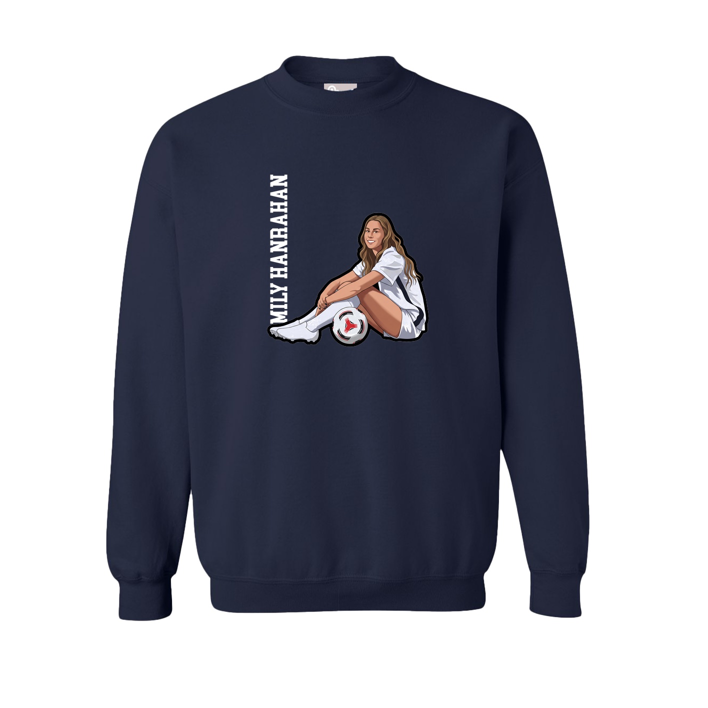 Fleece Crew — Name Vertical in Navy