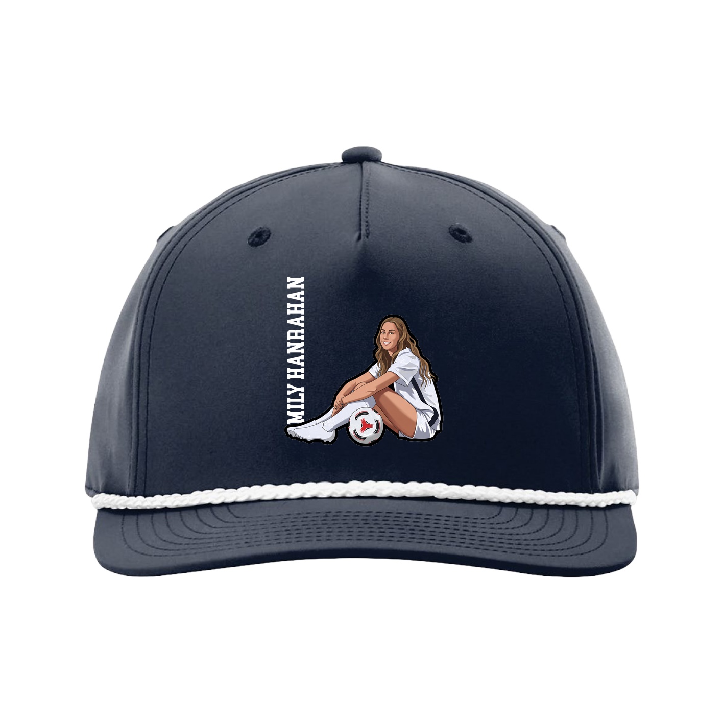 Five-Panel Classic Rope Cap — Name Vertical in Navy