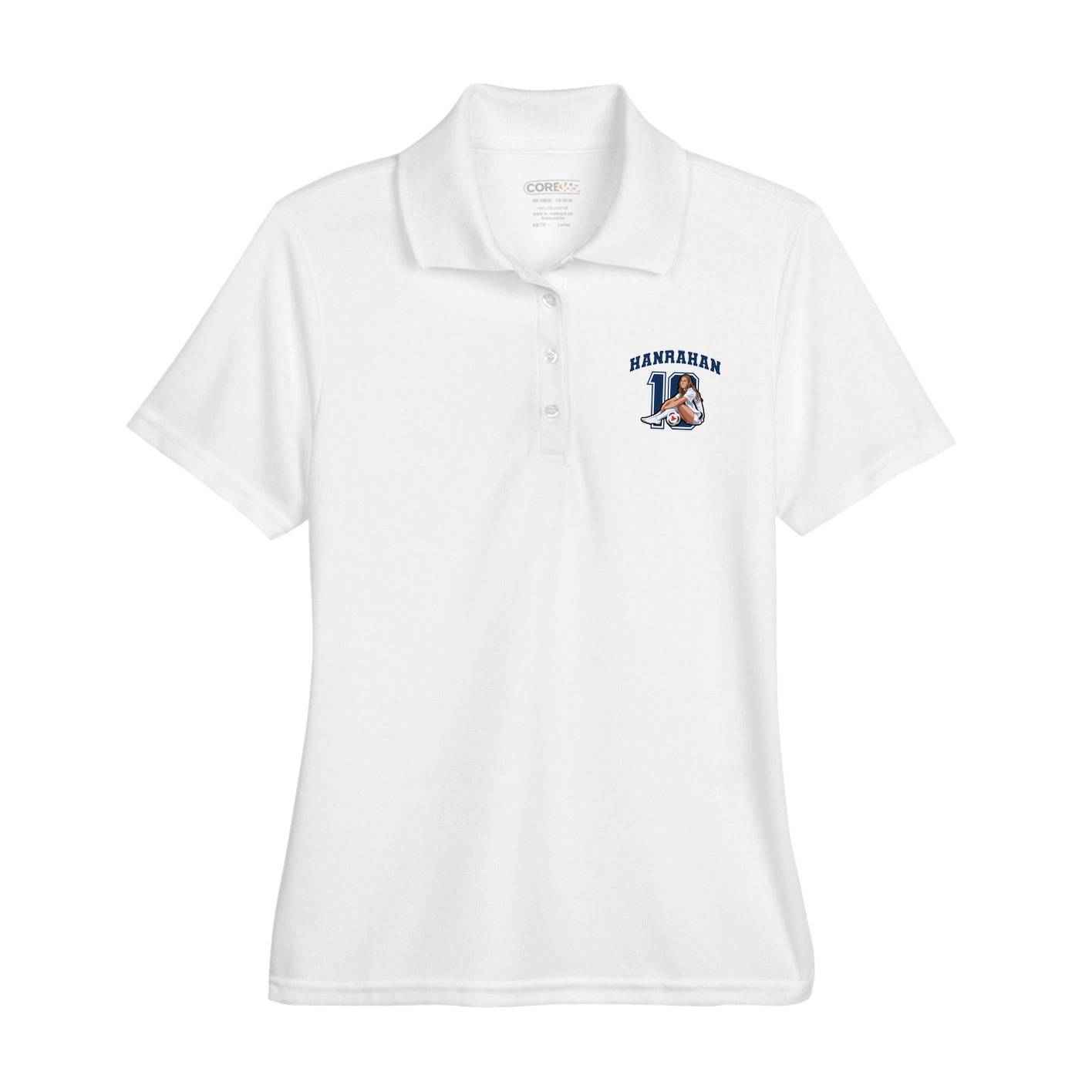 Womens Performance Polo — Number in White