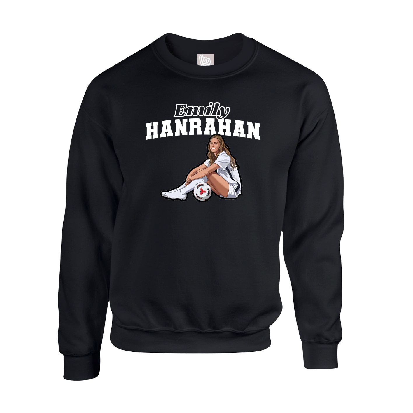 Fleece Crew — Name Arch in Black