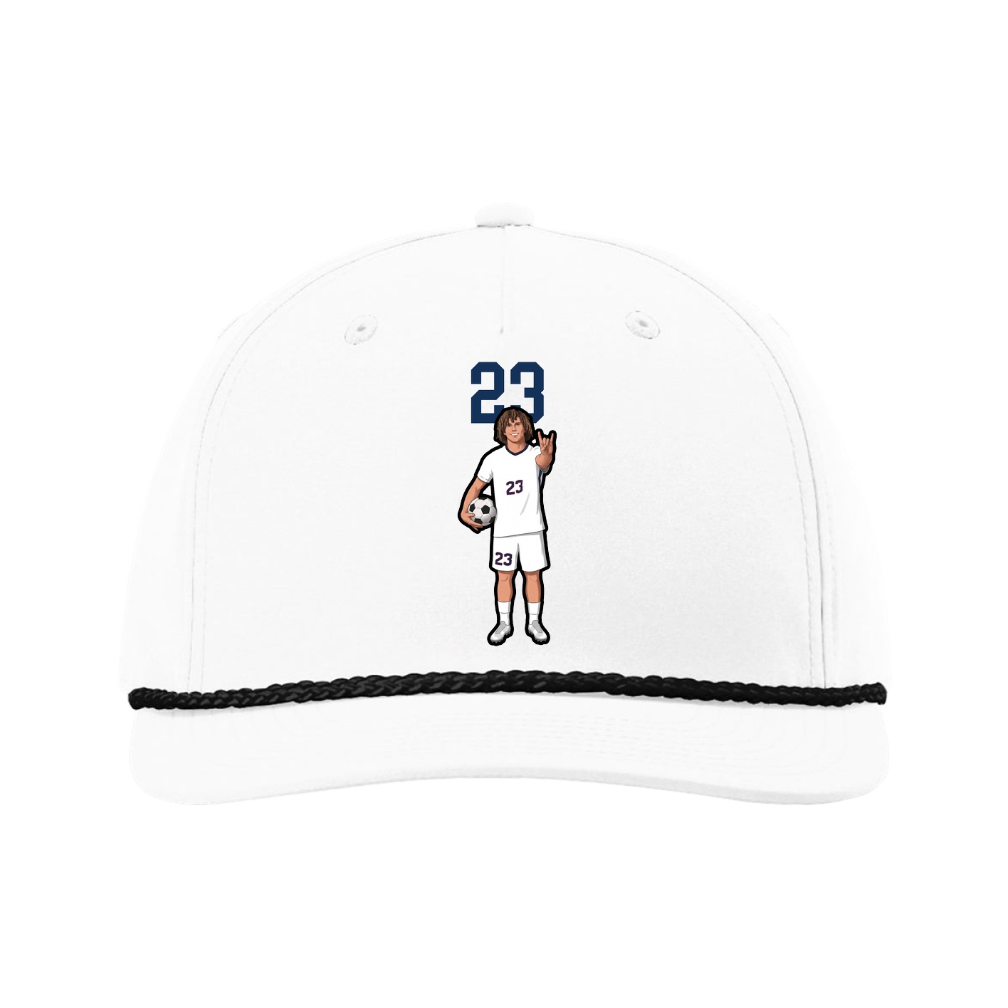 Five-Panel Classic Rope Cap — Number Top in White