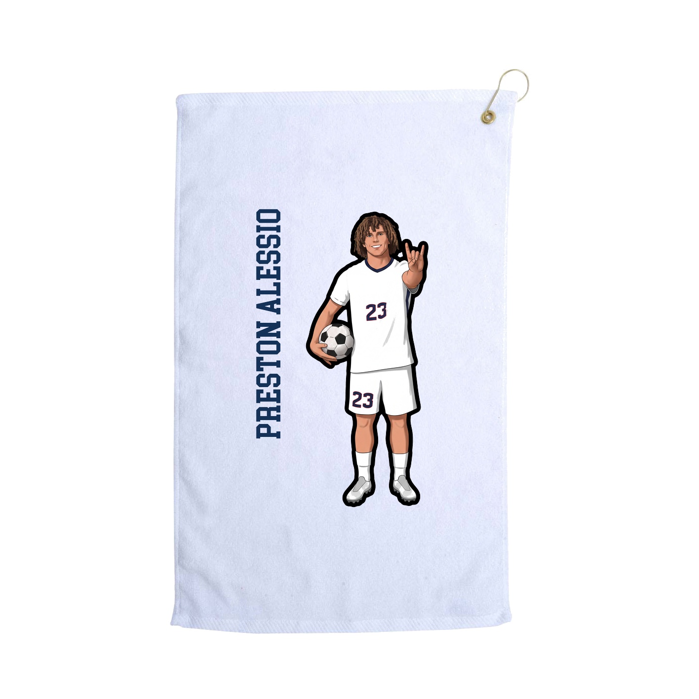 Golf Towel — Name Vertical in White
