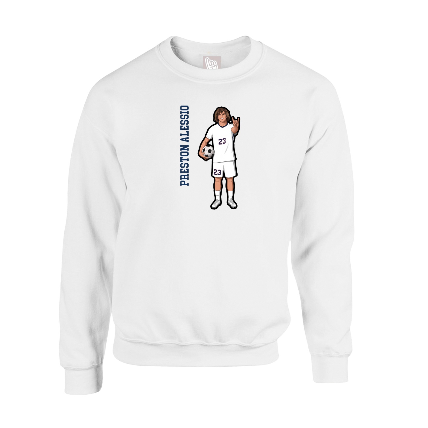 Fleece Crew — Name Vertical in White