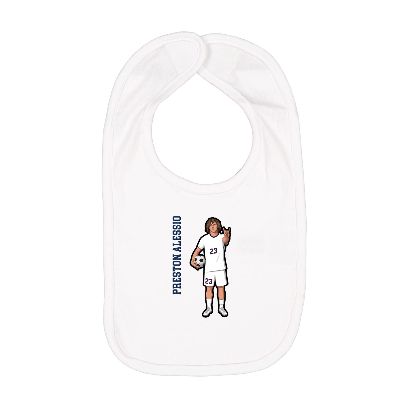 Infant Bib — Name Vertical in White
