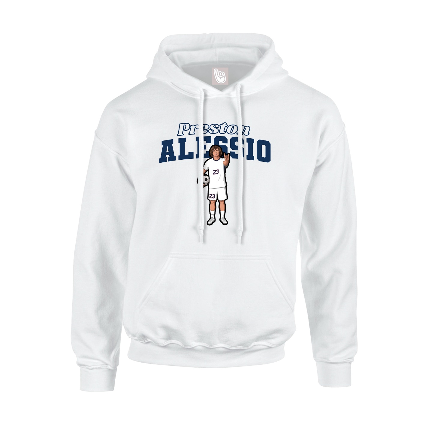 Youth Hoodie — Name Arch in White