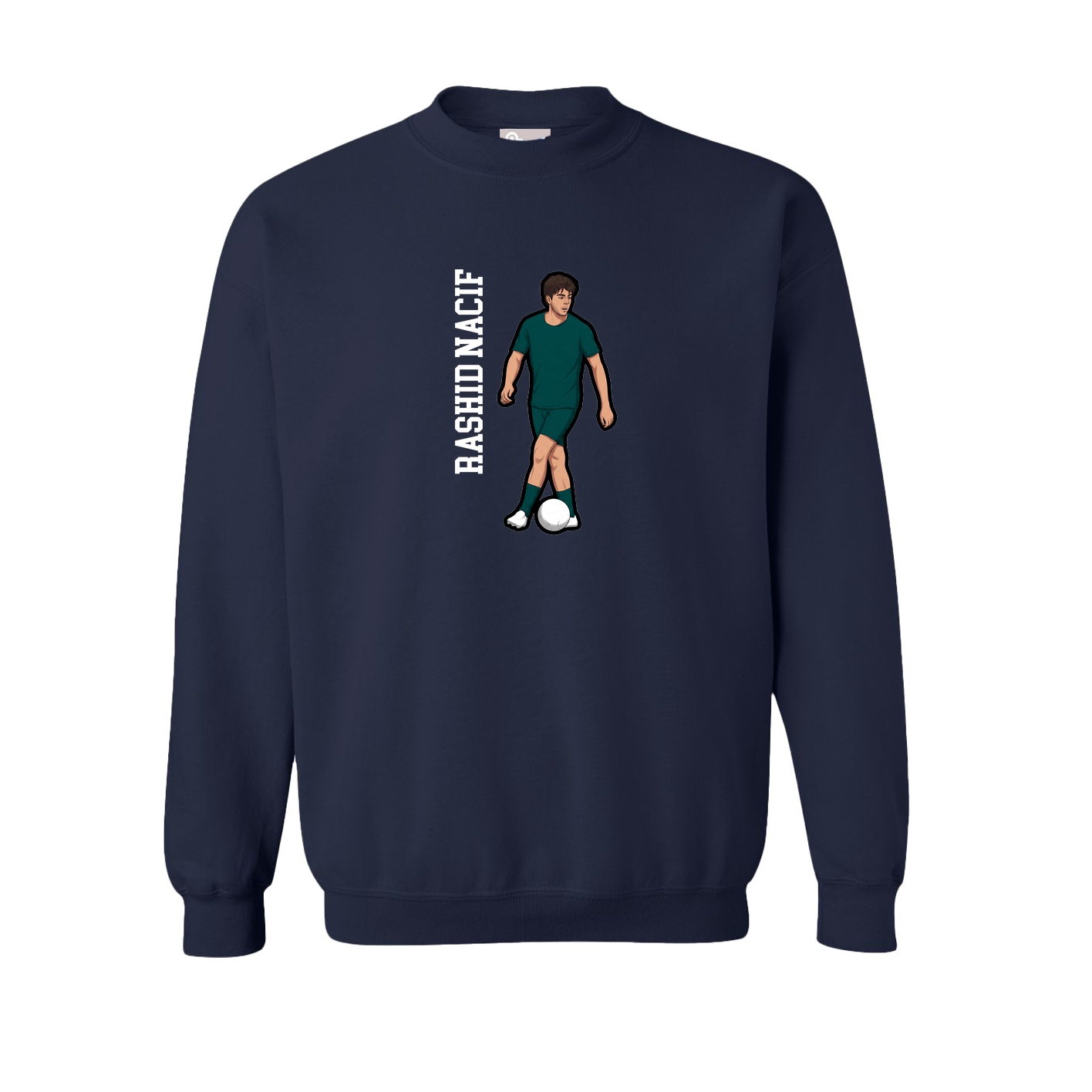 Fleece Crew — Name Vertical in Navy