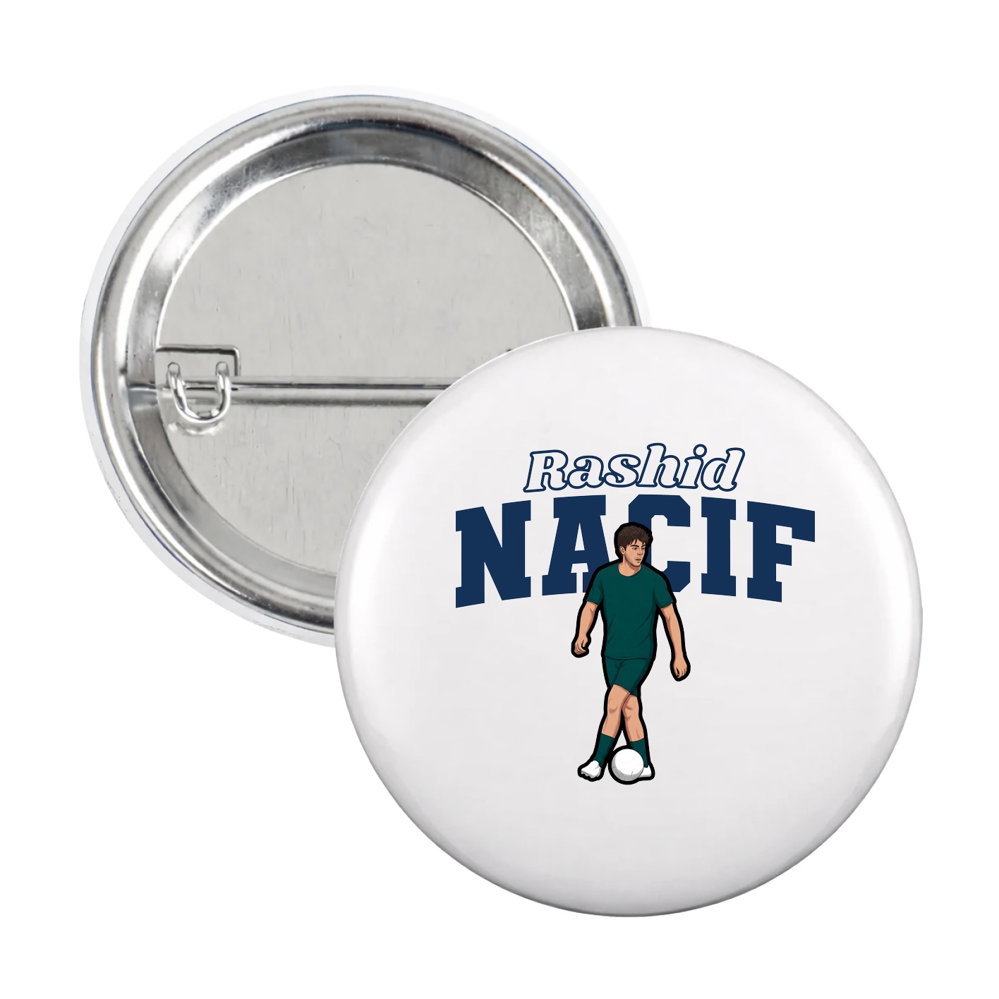 Game Day Button — Name Arch in White