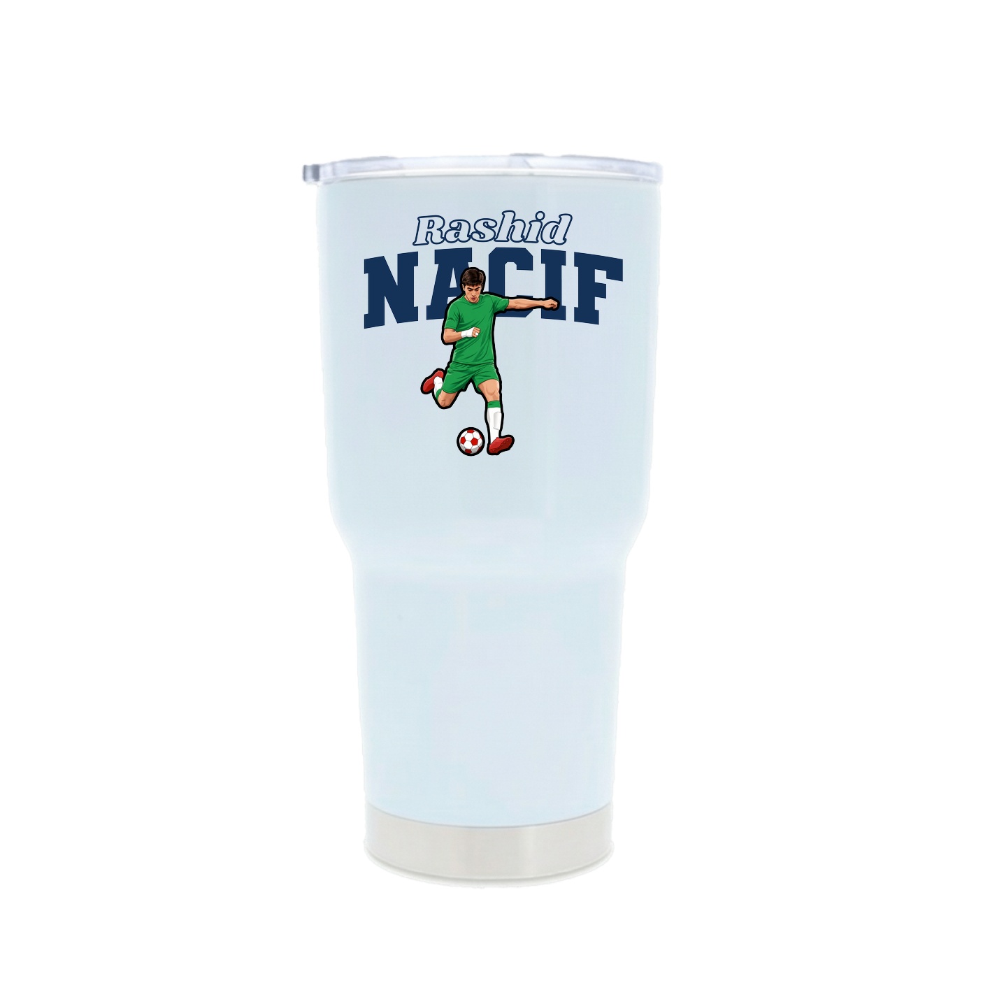 30oz Stainless Steel Tumbler — Name Arch in White