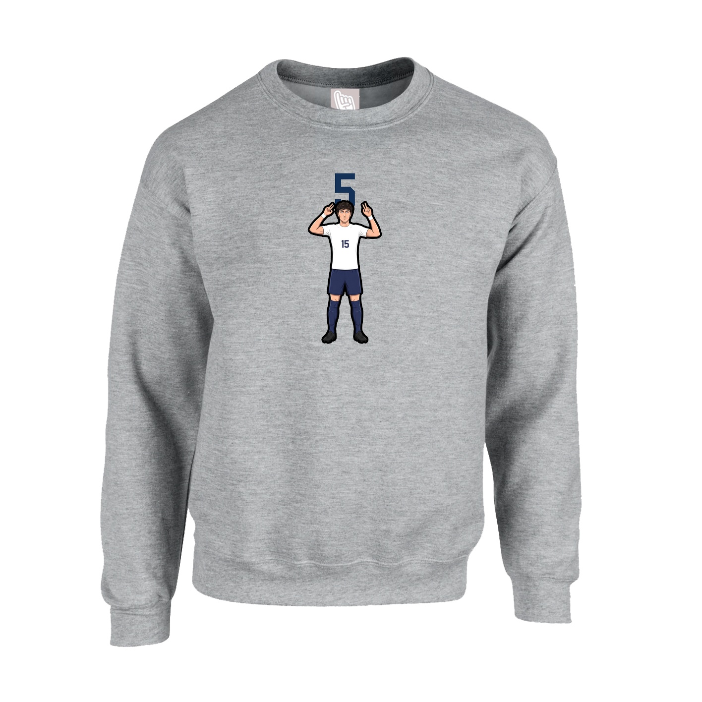Fleece Crew — Number Top in Grey
