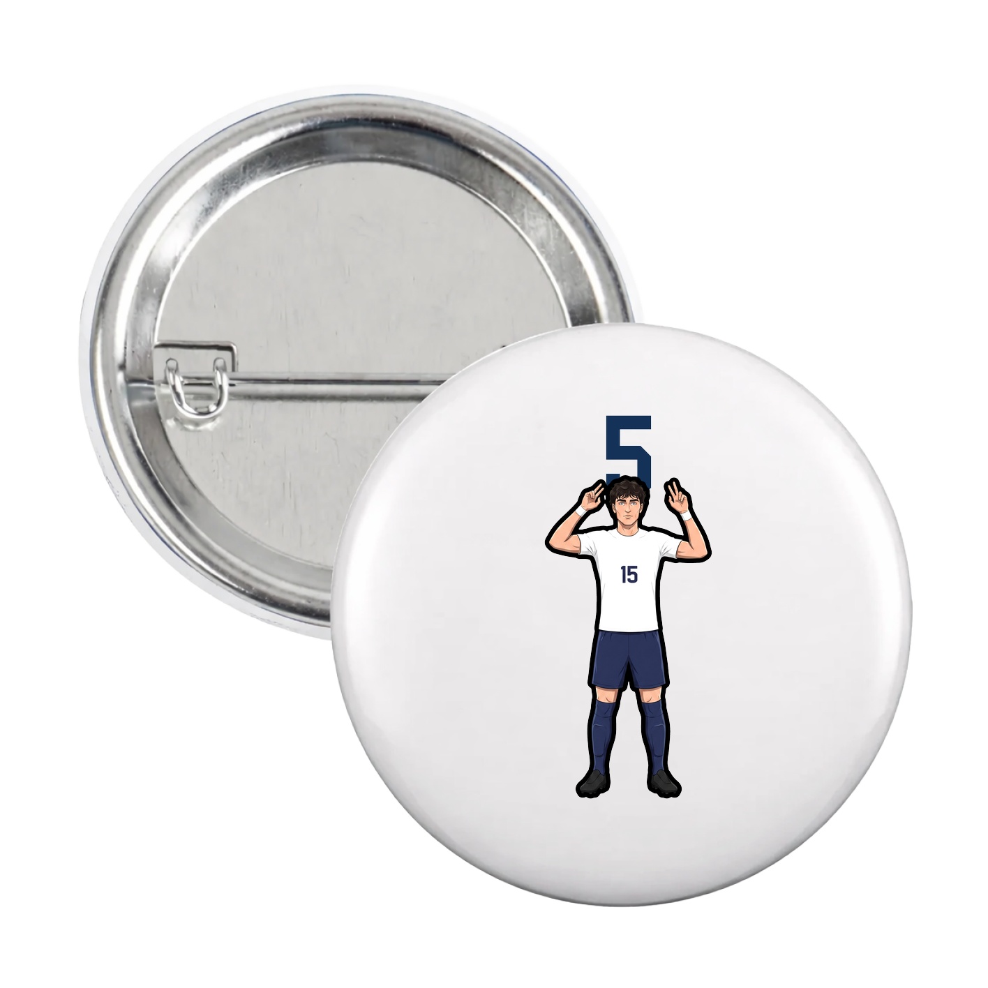 Game Day Button — Number Top in White