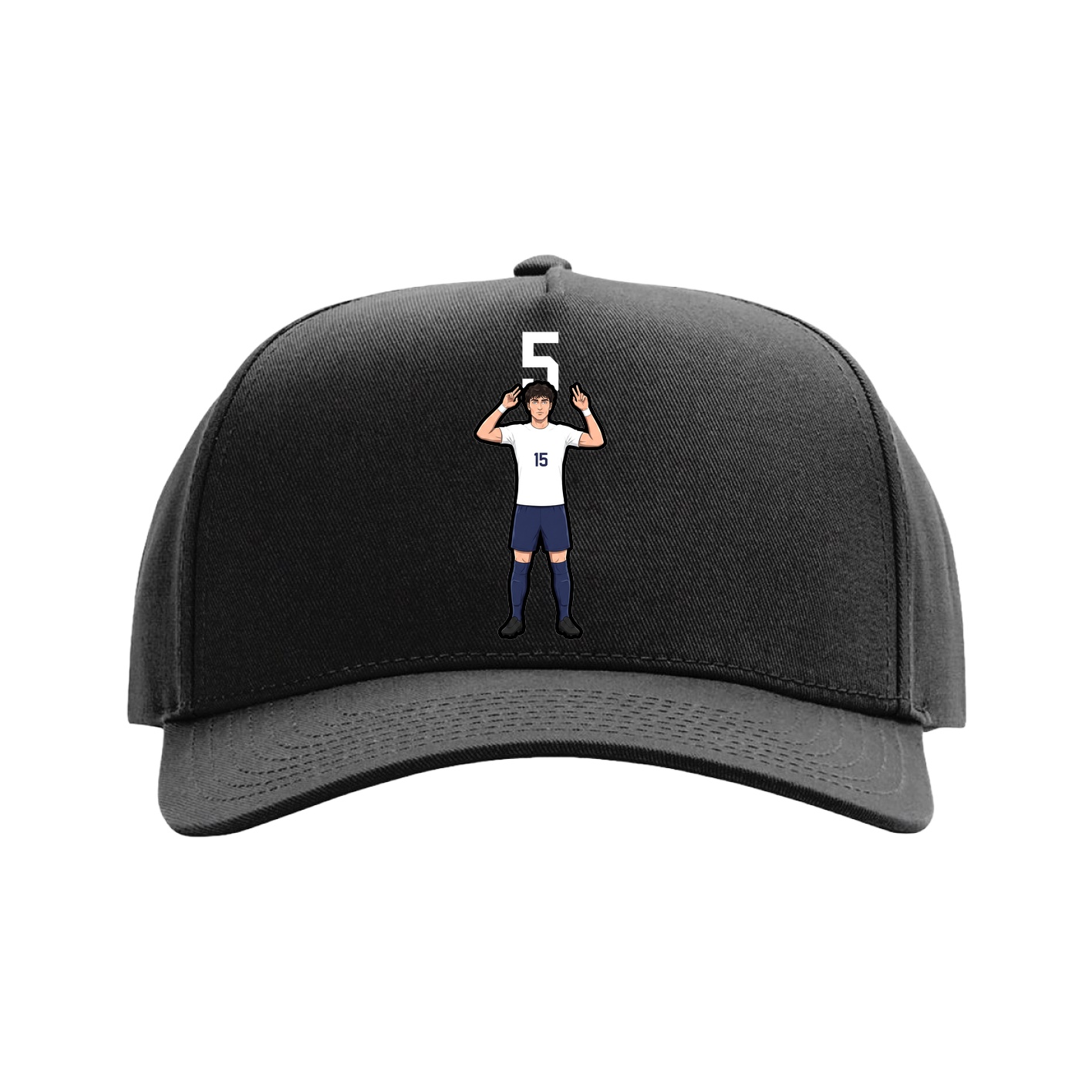 Full Fabric Five-Panel Champ Cap — Number Top in Black