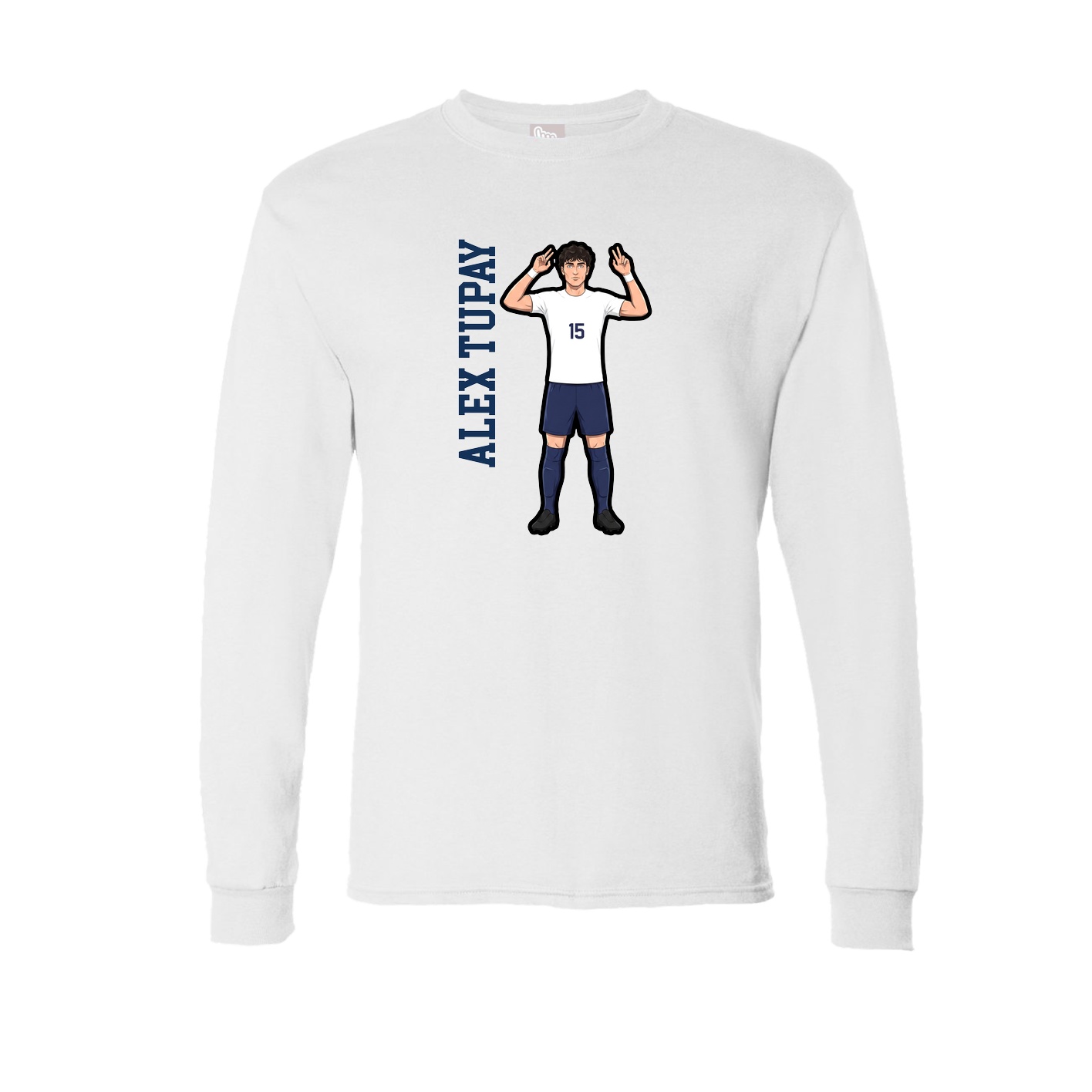 Long Sleeve Tee — Name Vertical in White