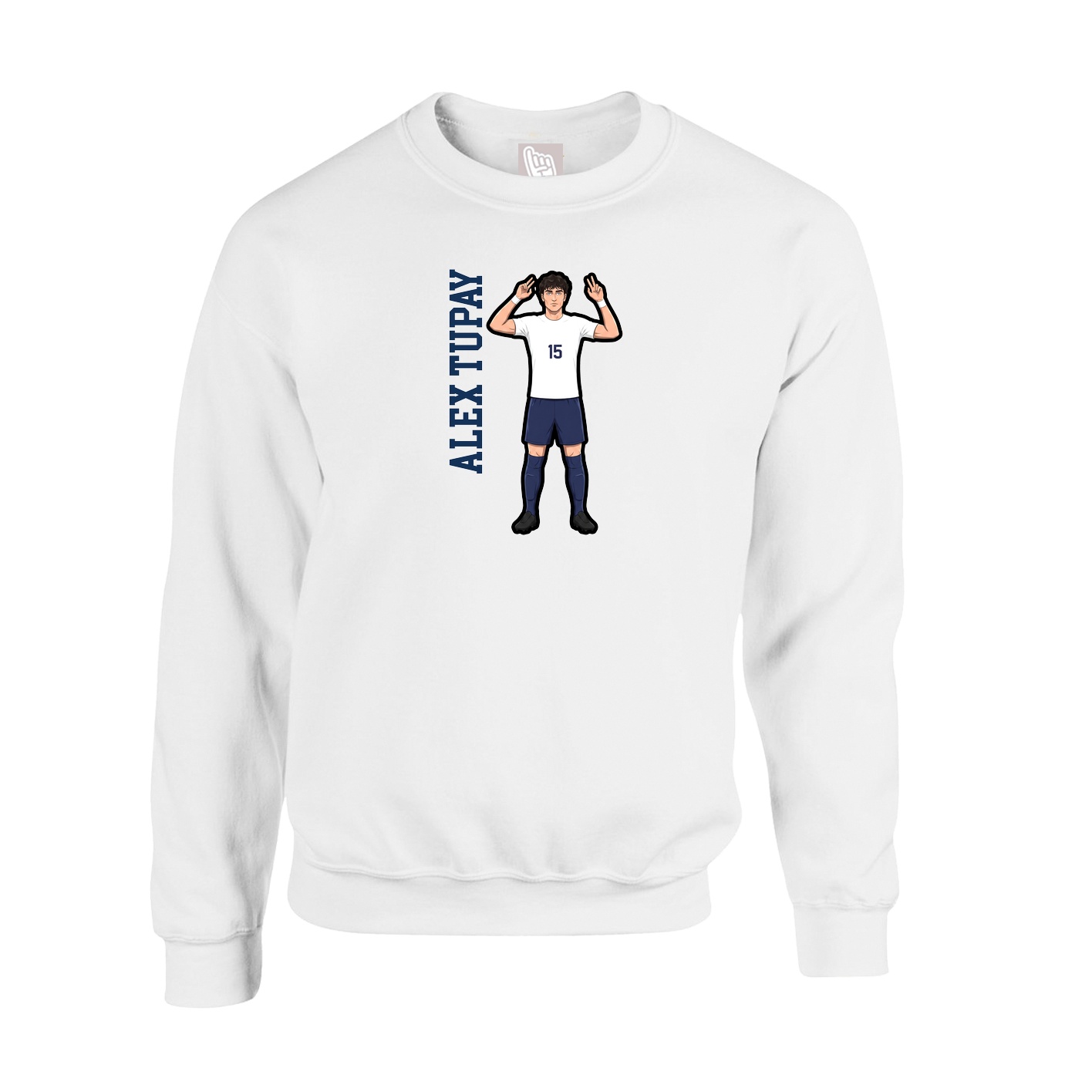 Fleece Crew — Name Vertical in White