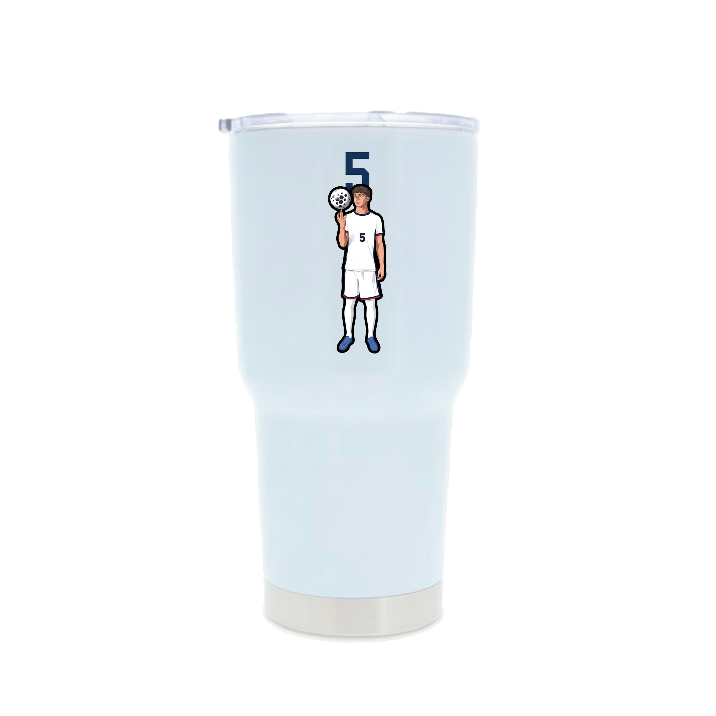 30oz Stainless Steel Tumbler — Number Top in White