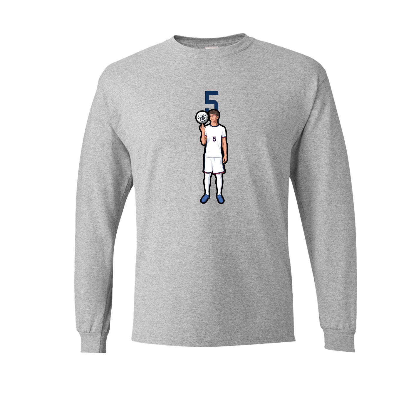 Long Sleeve Tee — Number Top in Grey
