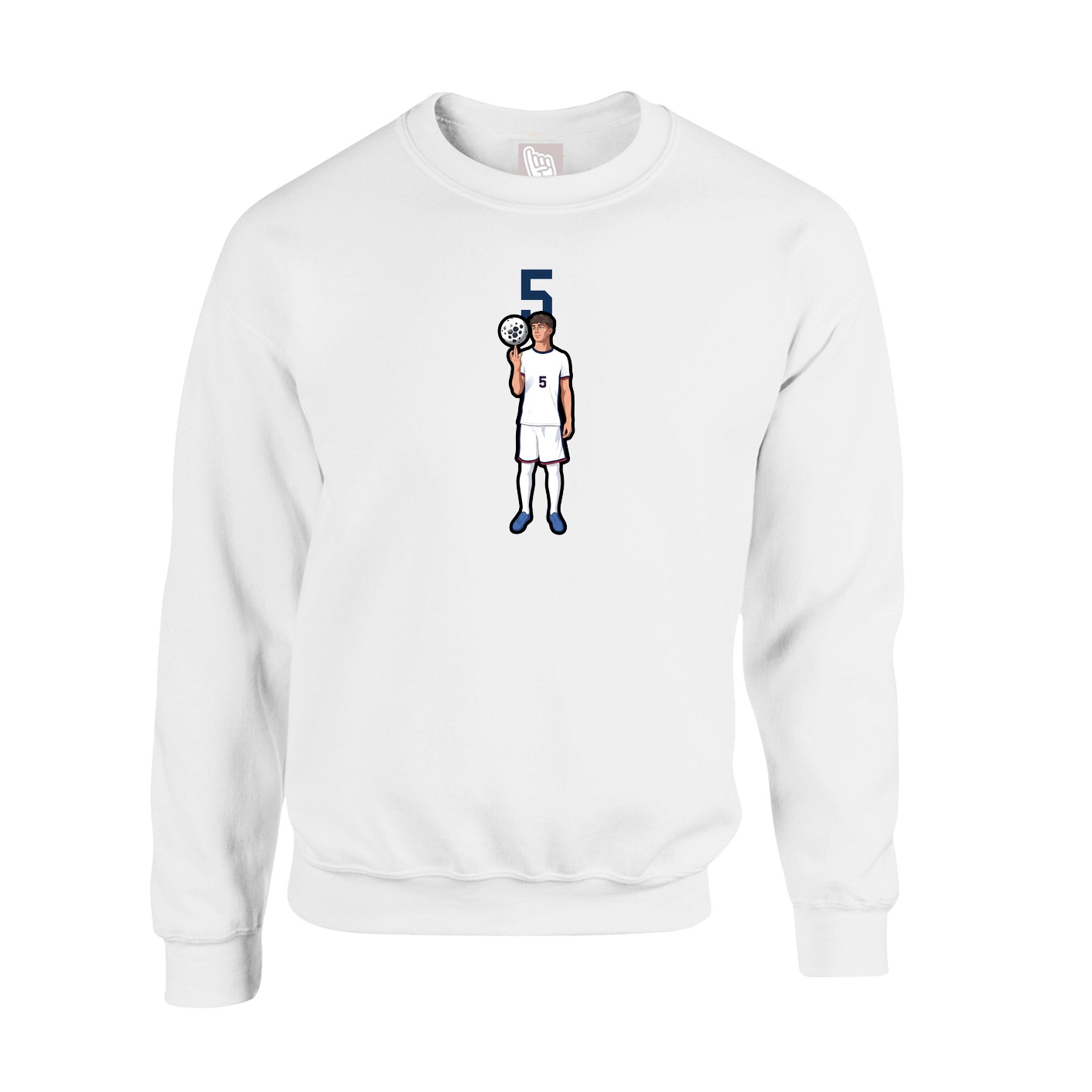 Fleece Crew — Number Top in White