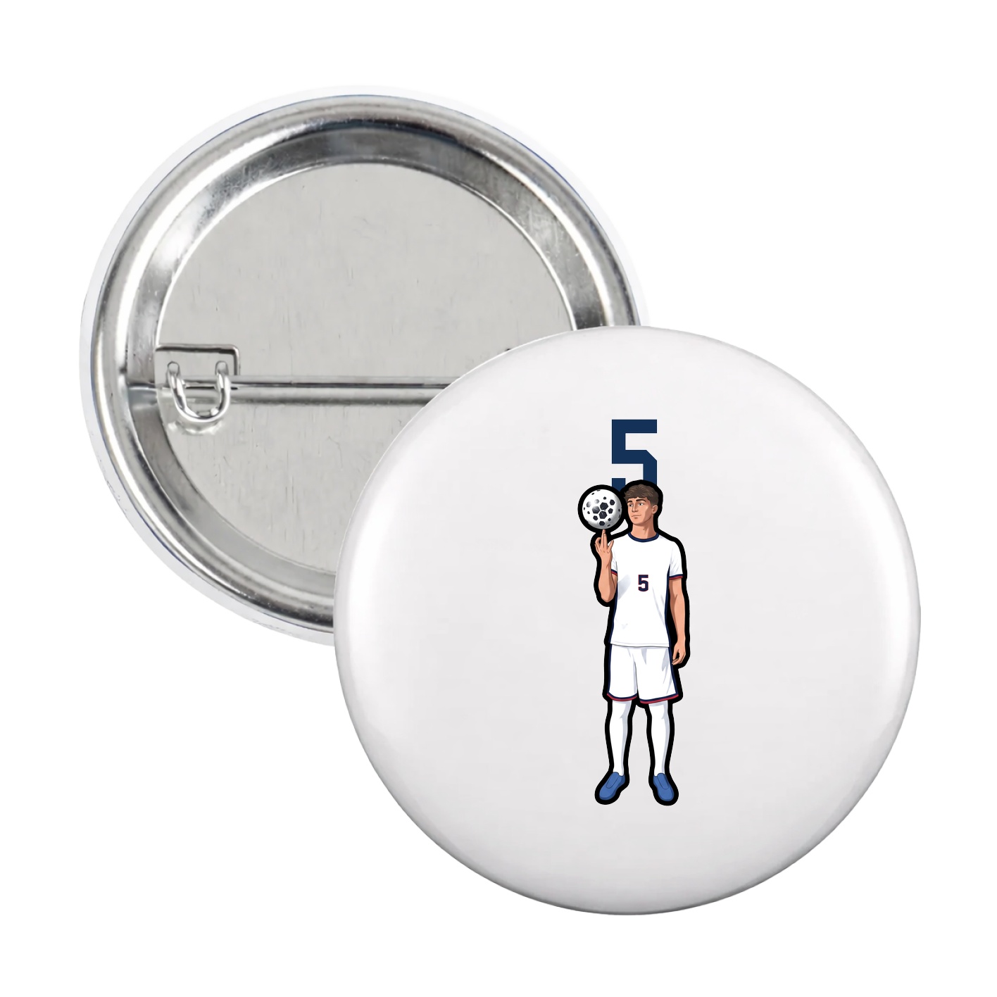 Game Day Button — Number Top in White