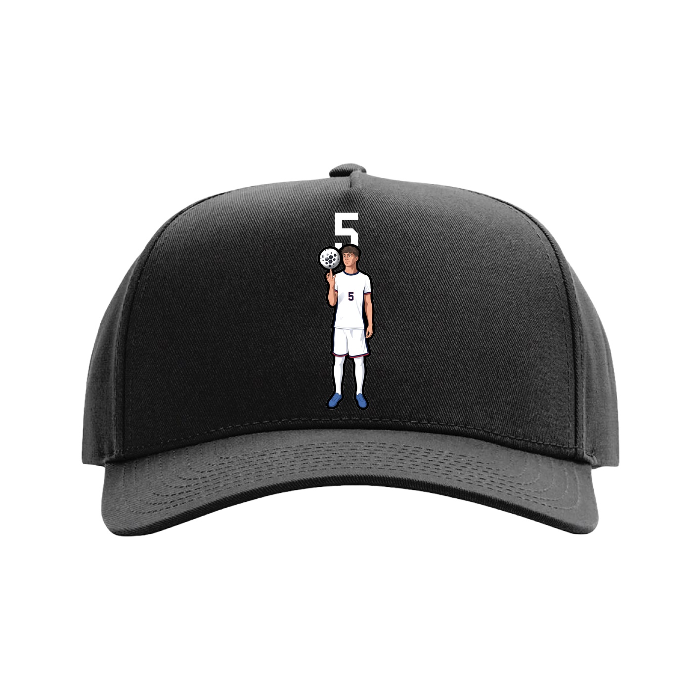Full Fabric Five-Panel Champ Cap — Number Top in Black
