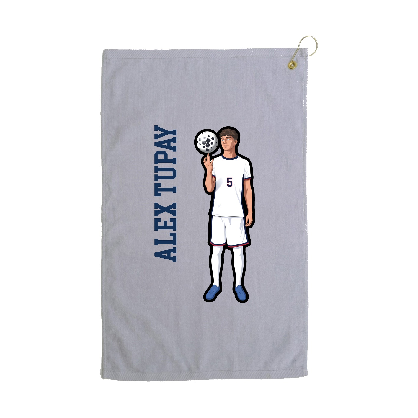 Golf Towel — Name Vertical in Grey