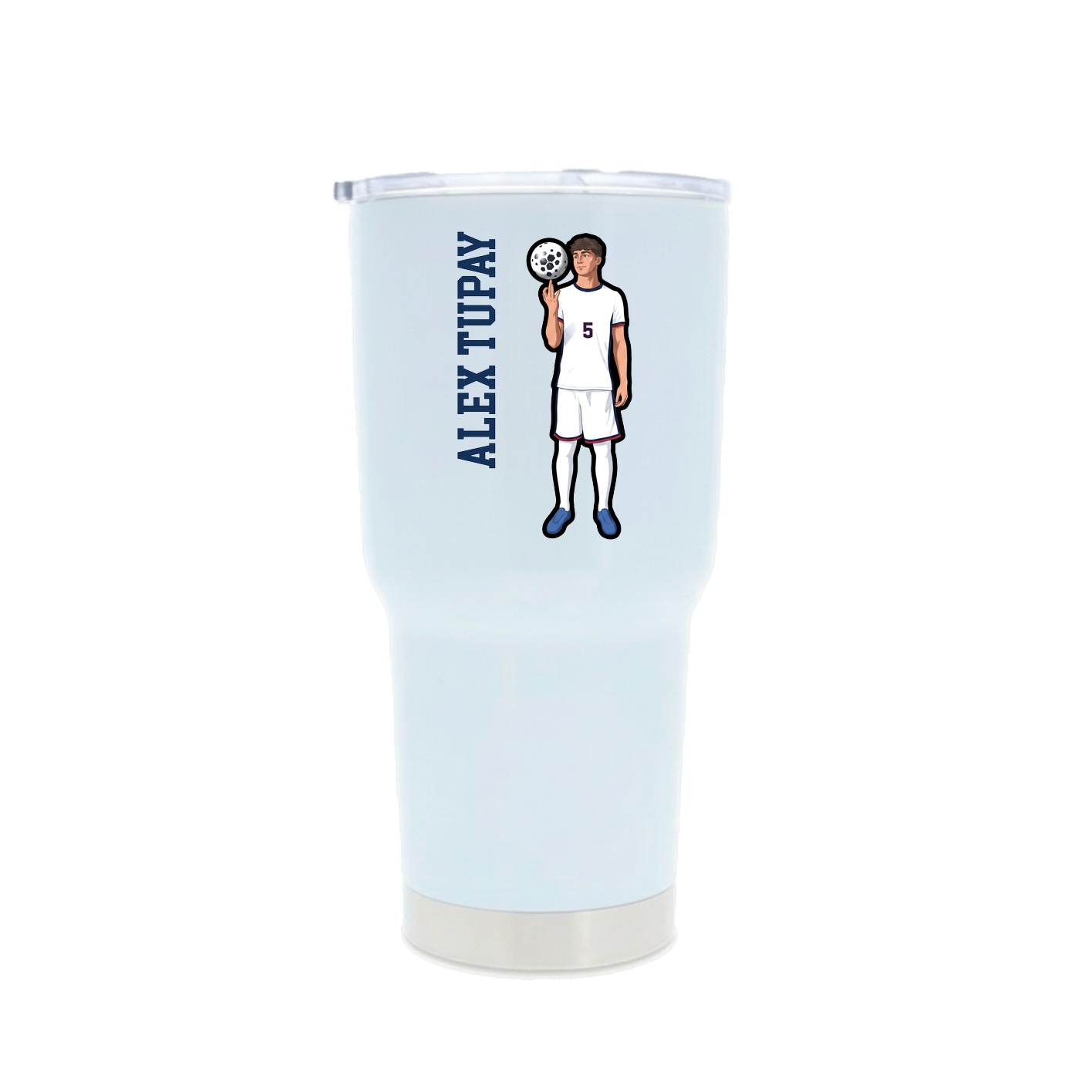 30oz Stainless Steel Tumbler — Name Vertical in White