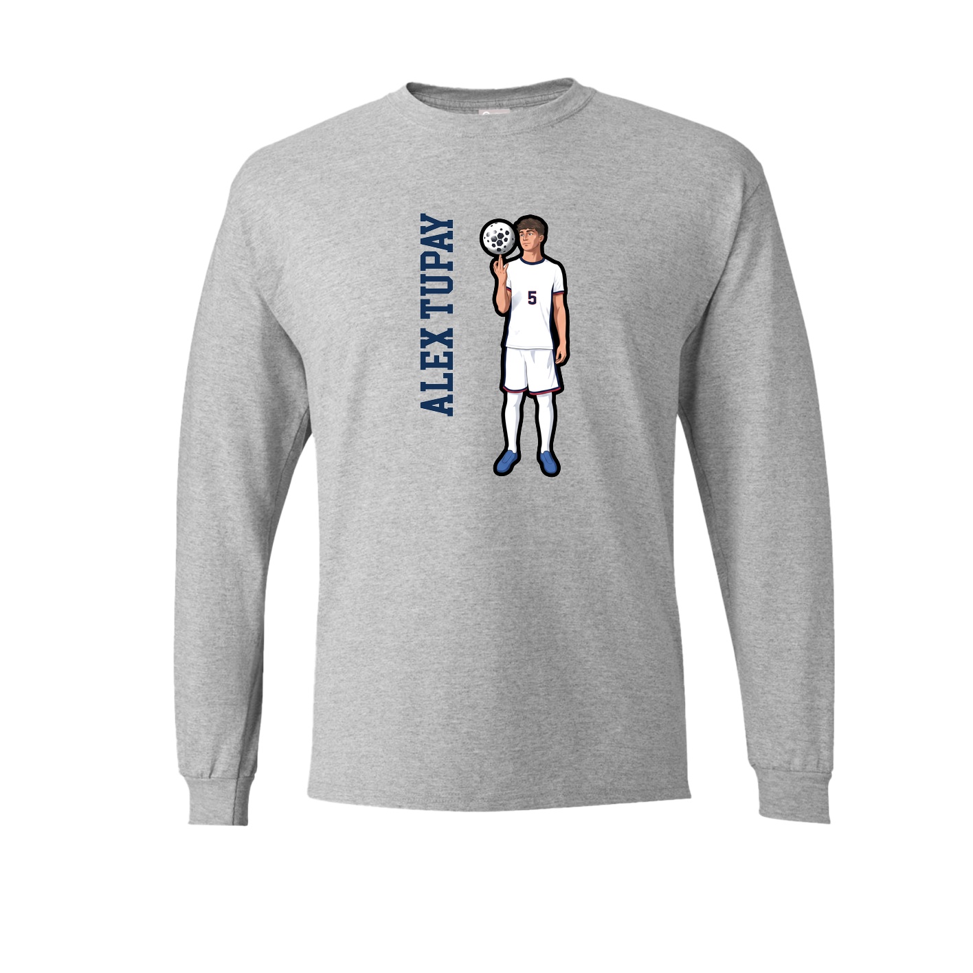 Long Sleeve Tee — Name Vertical in Grey