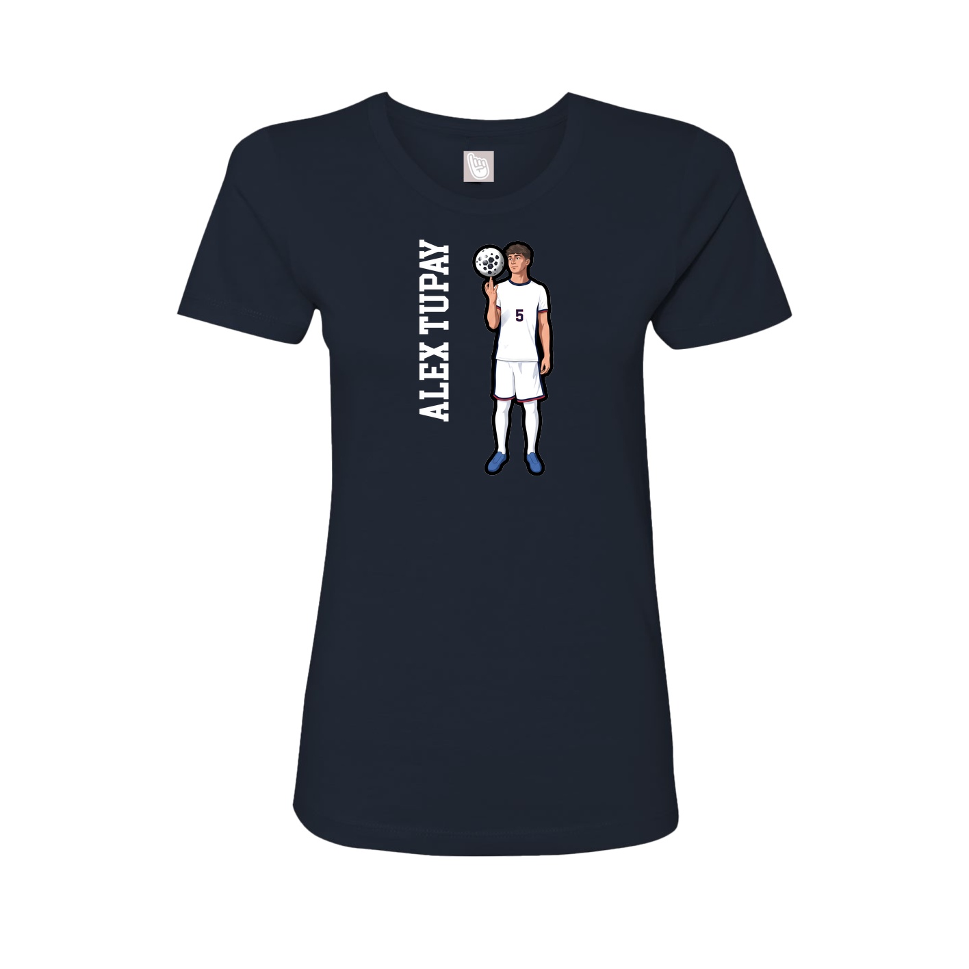 Fitted Women's Tee — Name Vertical in Navy
