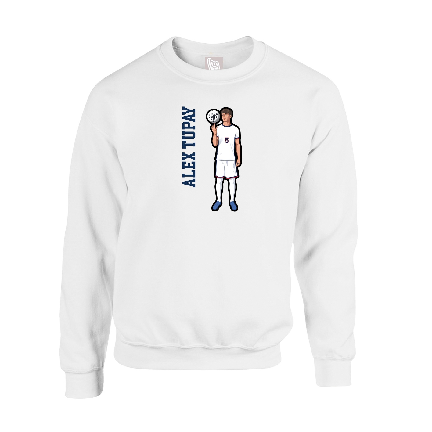Fleece Crew — Name Vertical in White