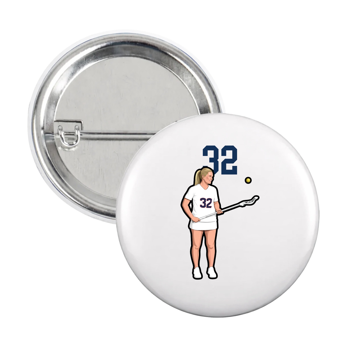 Game Day Button — Number Top in White
