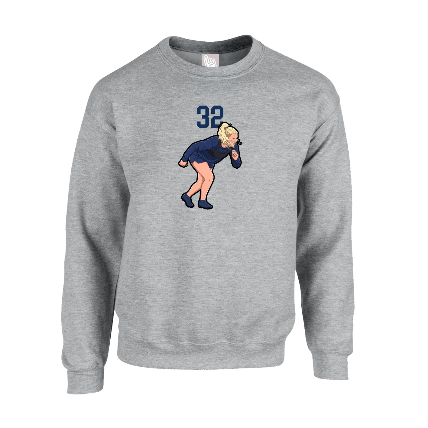 Fleece Crew — Number Top in Grey